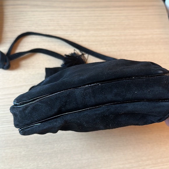 Vintage crossbody bag suede black tassel 70s 80s Italy - Picture 10 of 12